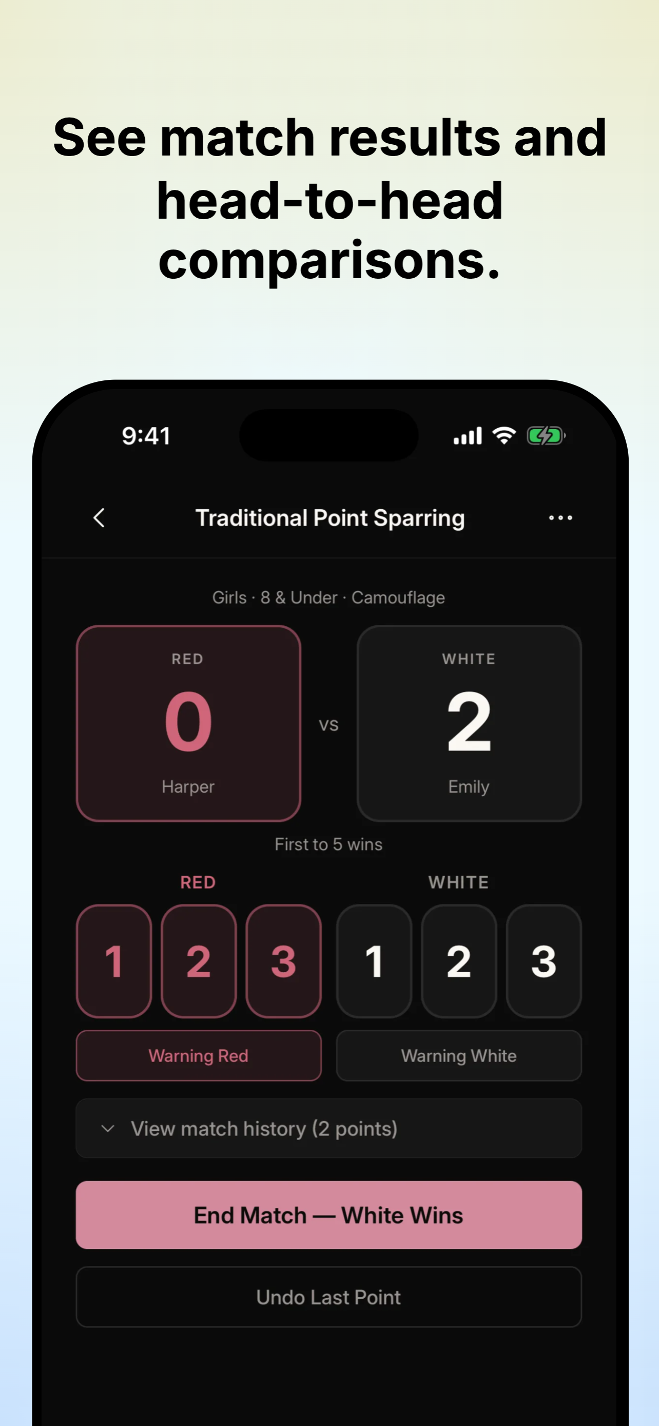 RingWatch match results screen